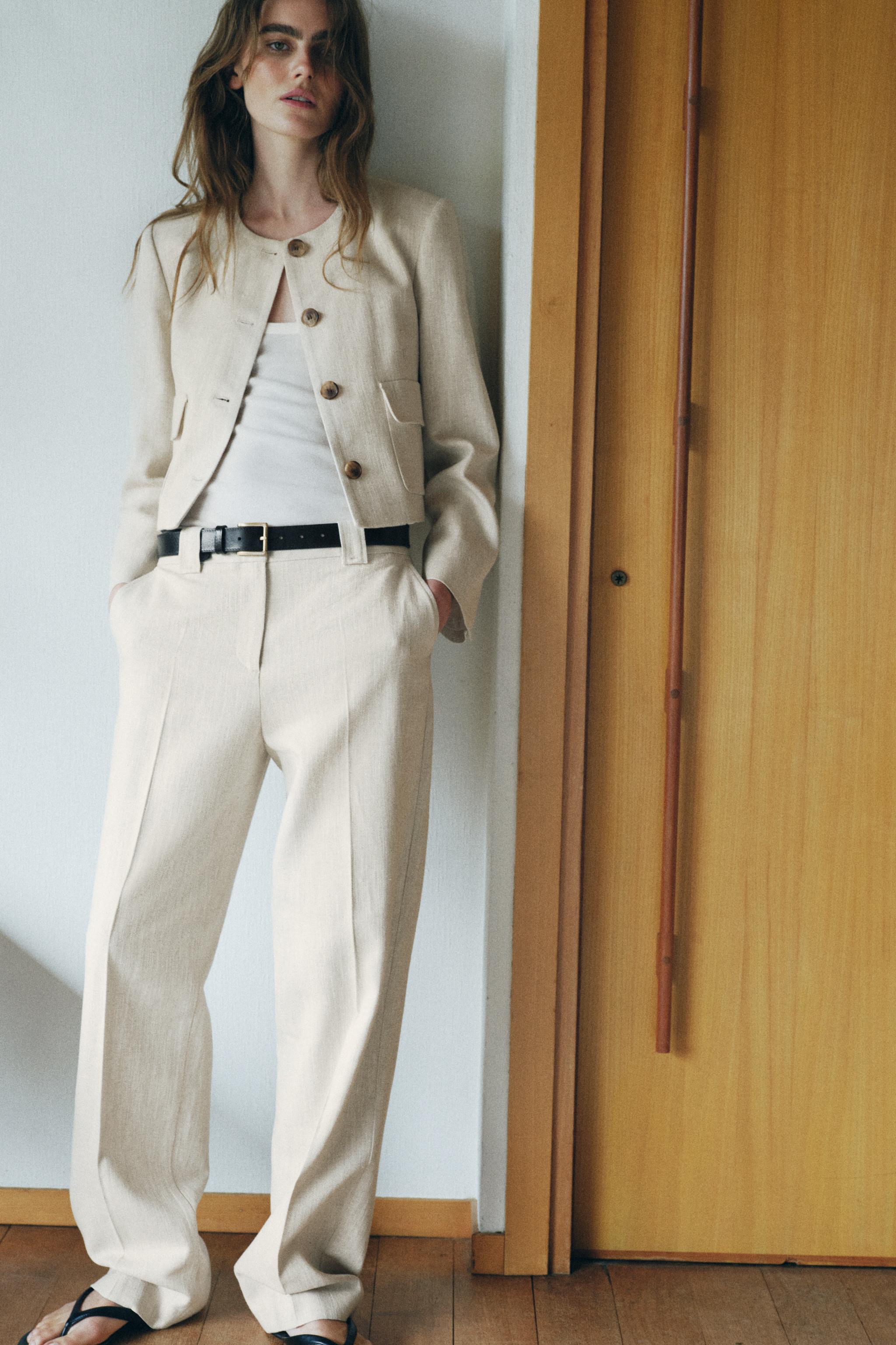 PANTALON DROIT TISSU RUSTIQUE